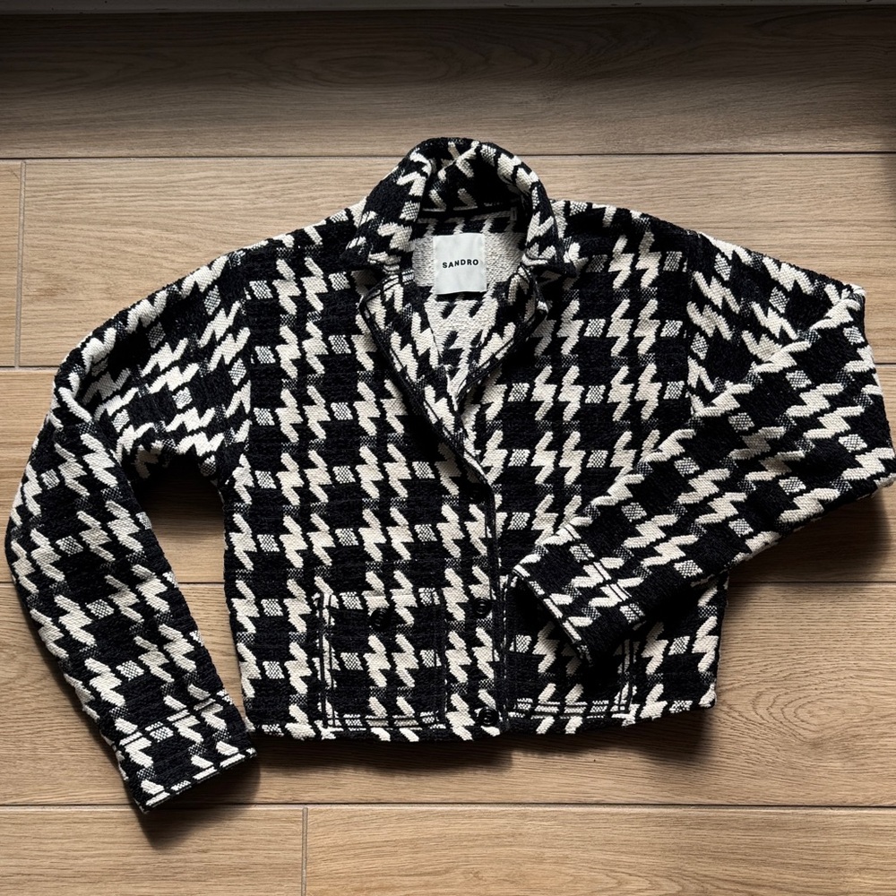 Sandro Monochrome Houndstooth Blazer